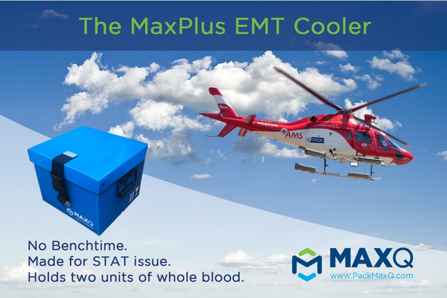 Helicopter Carrying Blood in MaxPlus EMT Cooler
